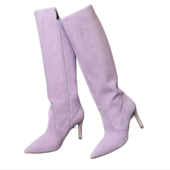 NIB. L'AGENCE Lena Knee High Boot in Lavender Suede - Picture 2 of 15